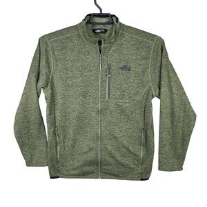 Mens The North Face Green Fleece Jacket Full Zip Polyester Blend Stretch Size L